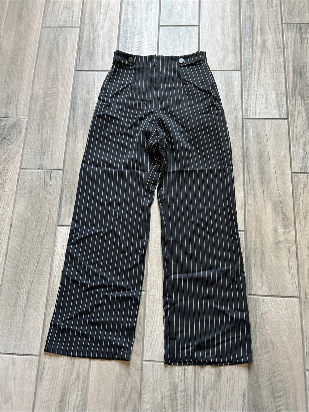Cider Black Pinstripe Wide-Leg Pants